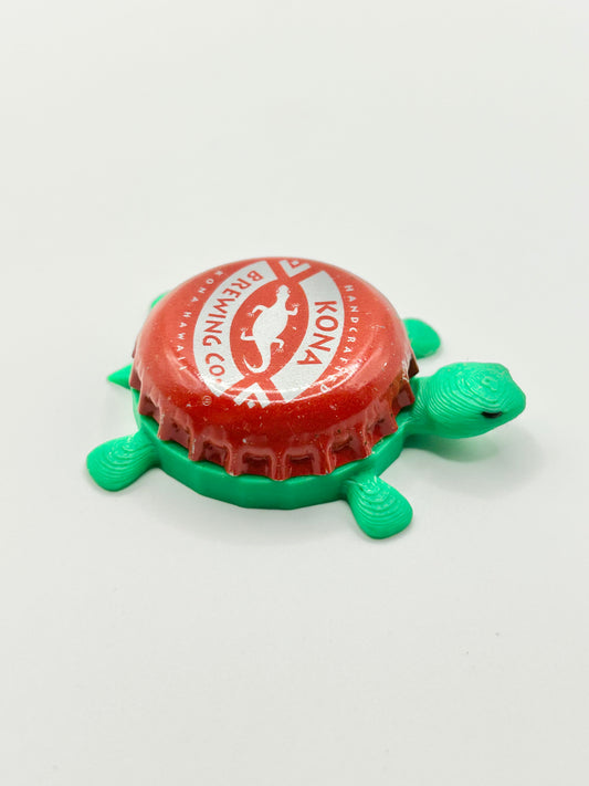 Kona Brewing (Vintage Red with Text) - Bottle Cap Magnet Turtle