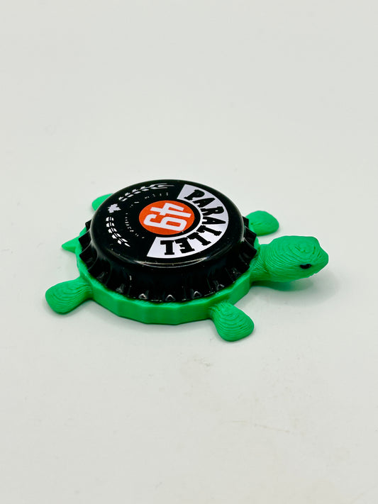 Parallel 49 Brewing (Black) - Bottle Cap Magnet Turtle