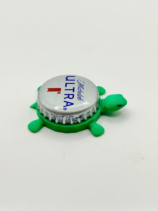 Michelob Ultra (All White Background) - Bottle Cap Magnet Turtle