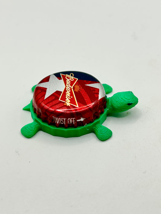 Budweiser Patriotic (Red White and Blue) - Bottle Cap Magnet Turtle Shell Shocked Art