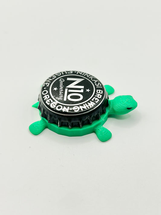 Ninkasi Brewing (10 Year Anniversary) - Bottle Cap Magnet Turtle Shell Shocked Art