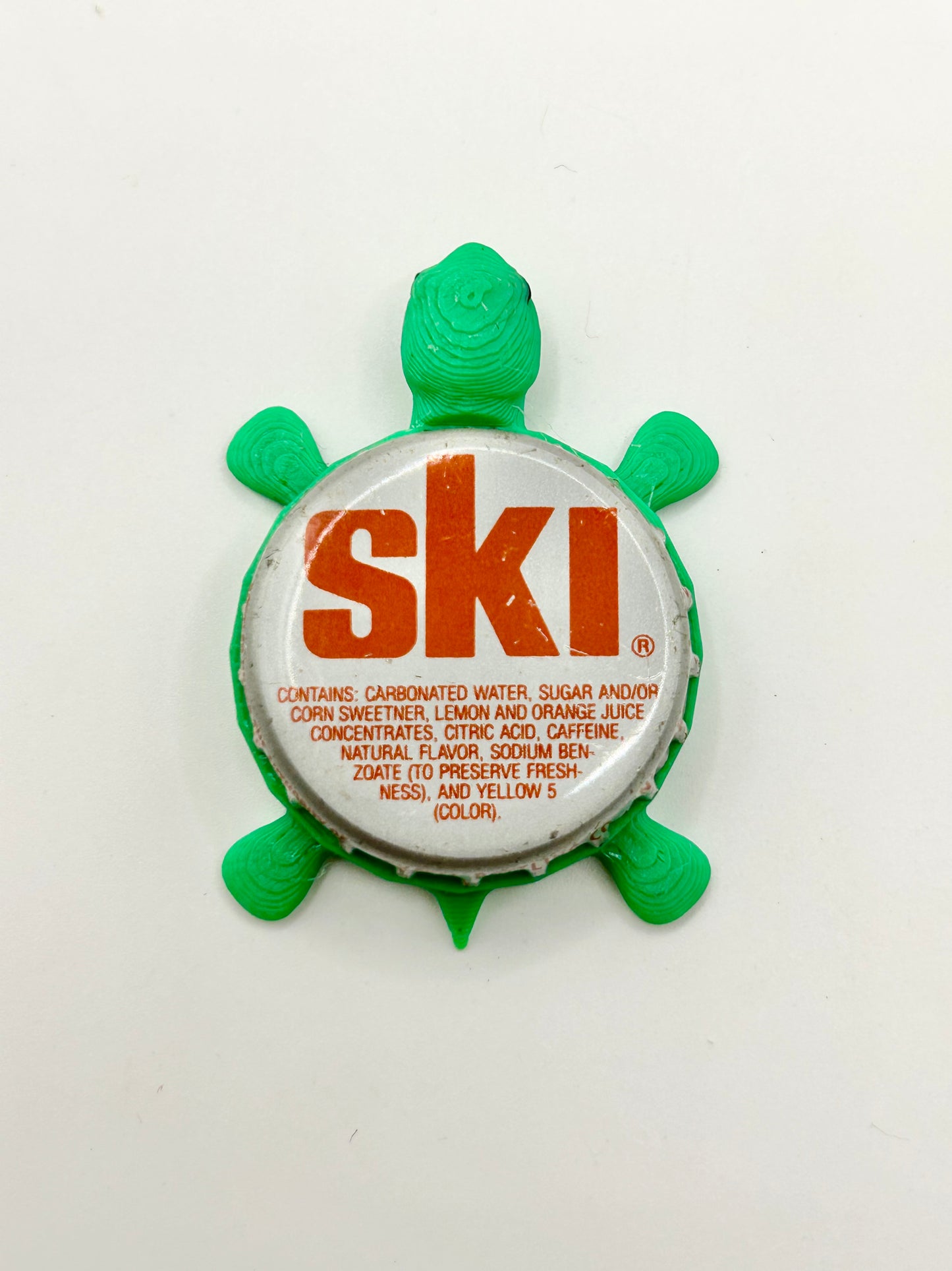 Ski (Red Text) - Bottle Cap Magnet Turtle