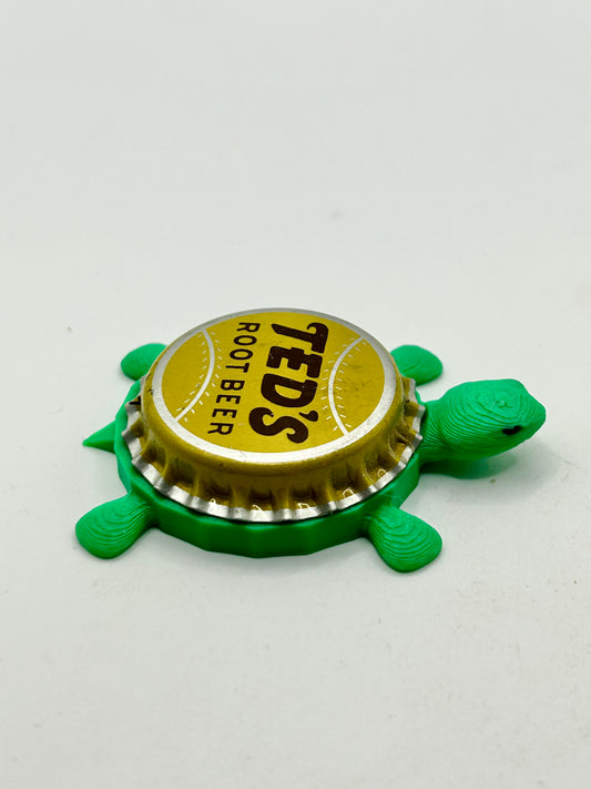 Ted’s Root Beer - Bottle Cap Magnet Turtle Shell Shocked Art