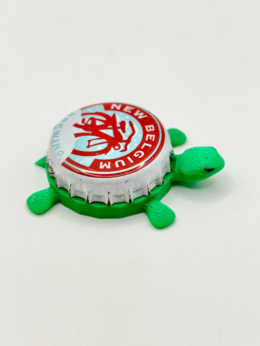 Snow Bicycle, New Belgium Brewing - Bottle Cap Magnet Turtle