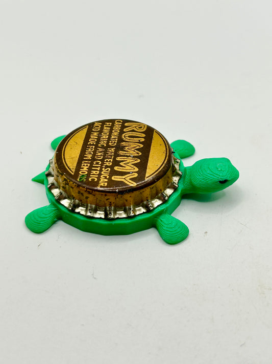 Rummy Soda - Bottle Cap Magnet Turtle Shell Shocked Art