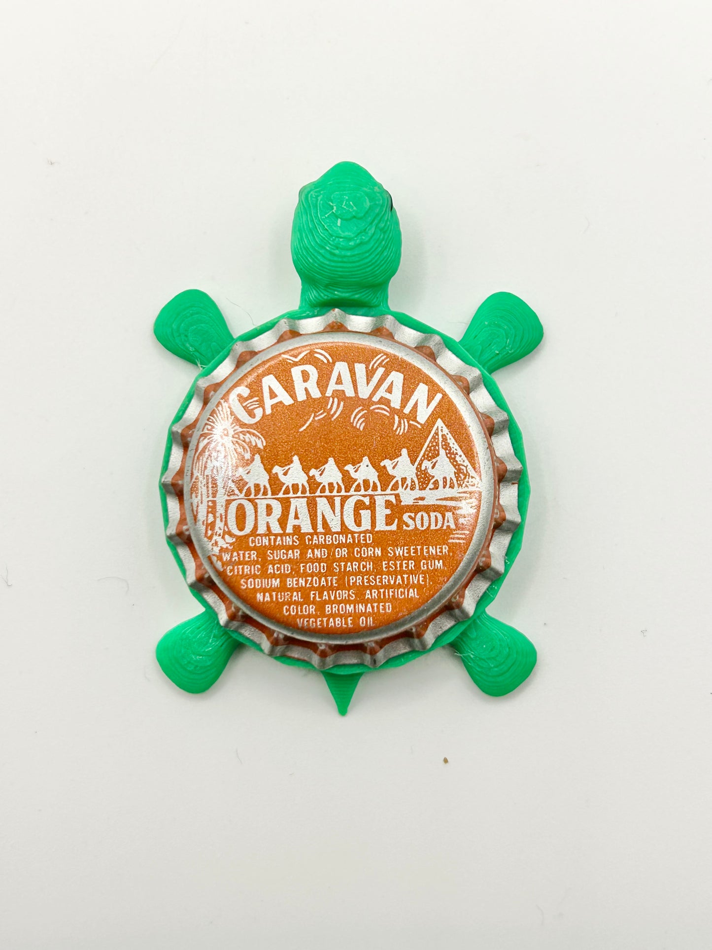 Caravan’s Orange Soda - Bottle Cap Magnet Turtle