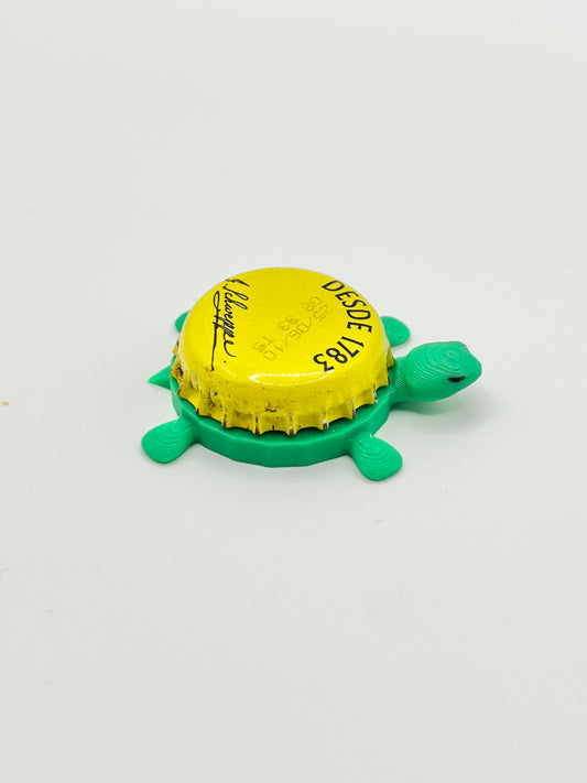 Schweppe’s (Yellow, Black Text) - Bottle Cap Magnet Turtle