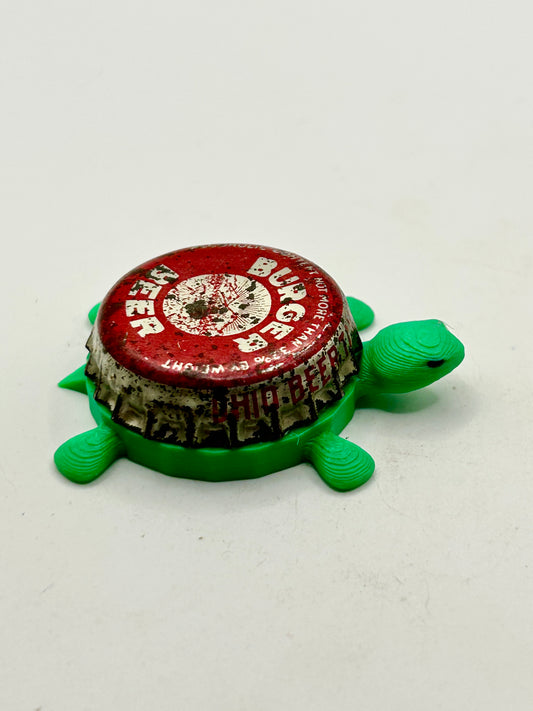 Burger Beer (Vintage) - Bottle Cap Magnet Turtle Shell Shocked Art