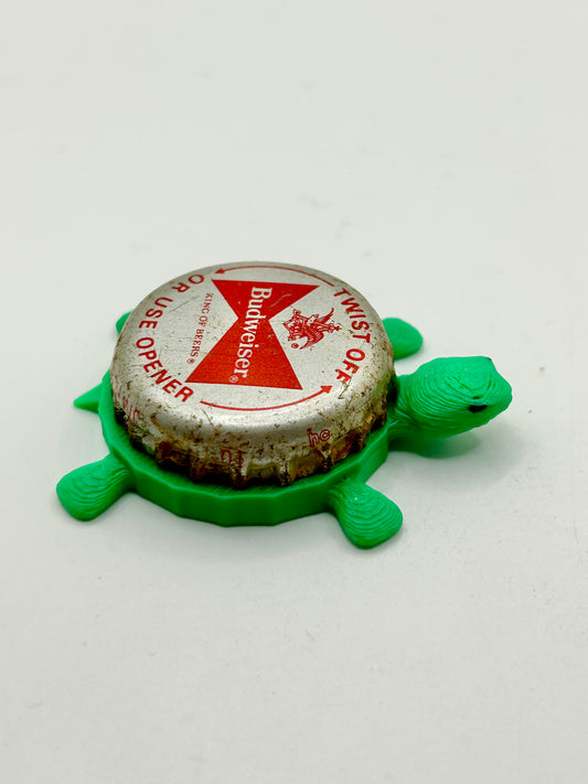 Budweiser (Vintage) - Bottle Cap Magnet Turtle Shell Shocked Art