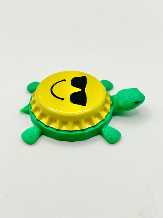 Cool Sunglasses Face - Bottle Cap Magnet Turtle