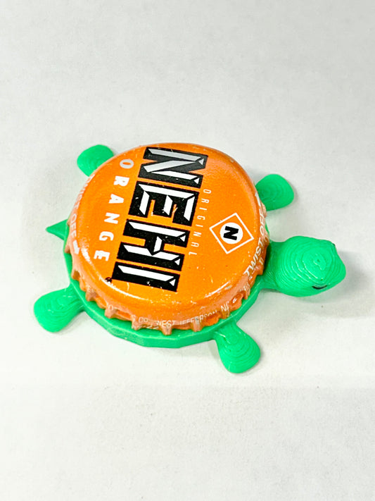 Nehi Orange Soda - Bottle Cap Magnet Turtle