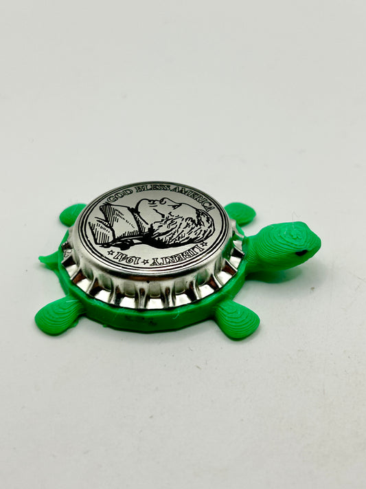 Jefferson State Brewing - Bottle Cap Magnet Turtle Shell Shocked Art