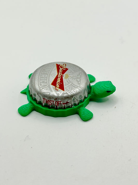 Budweiser (Silver and Red) - Bottle Cap Magnet Turtle Shell Shocked Art