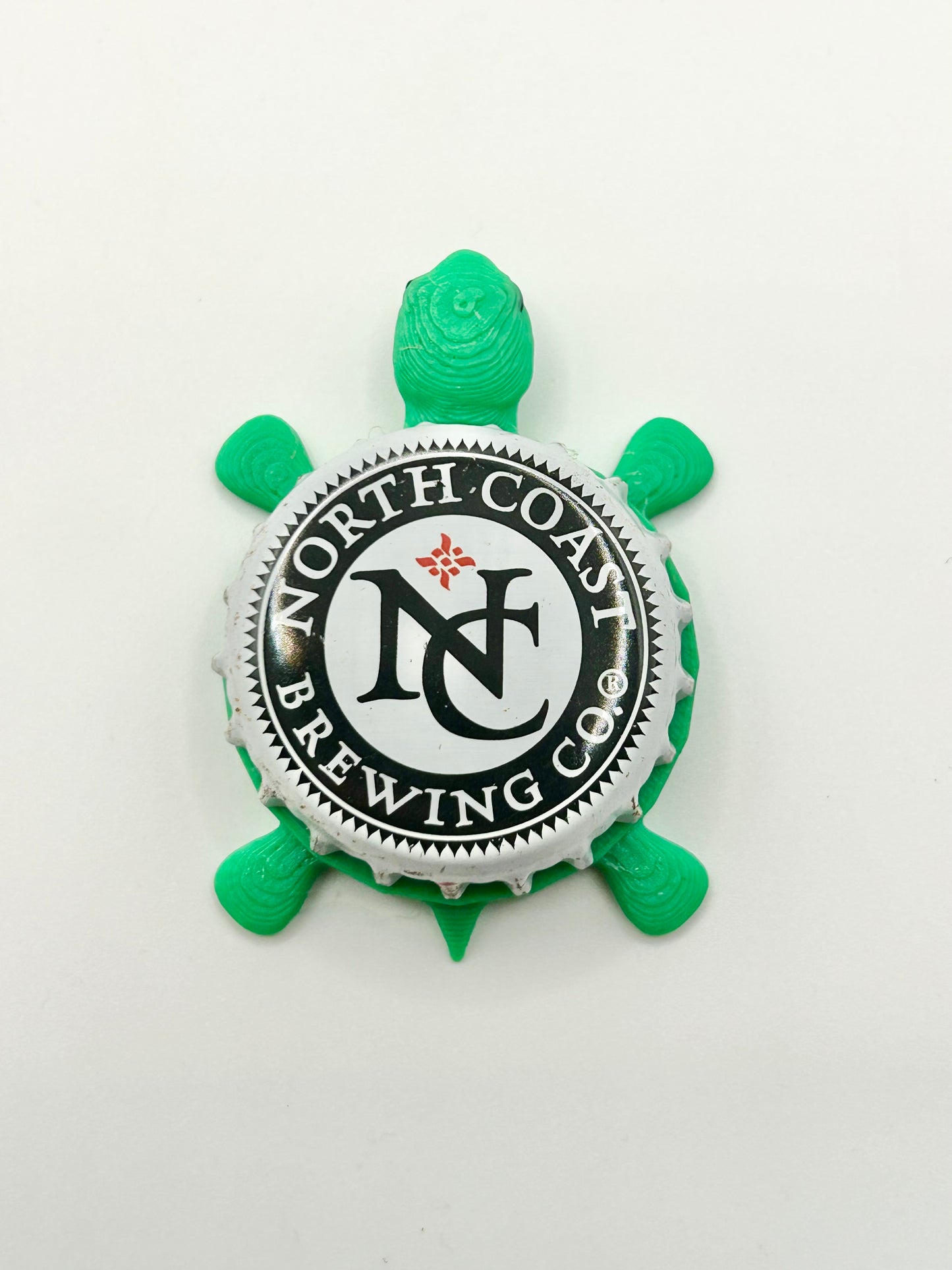 North Coast Brewing Co (White) - Bottle Cap Magnet Turtle