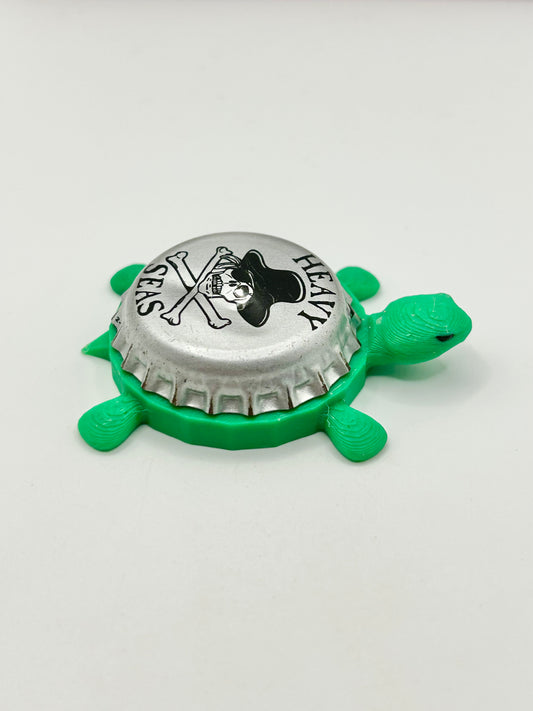 Heavy Seas (Silver, Black Hat) - Bottle Cap Magnet Turtle