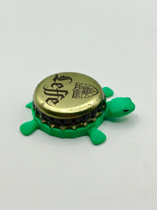 Leffe Beer - Bottle Cap Magnet Turtle Shell Shocked Art