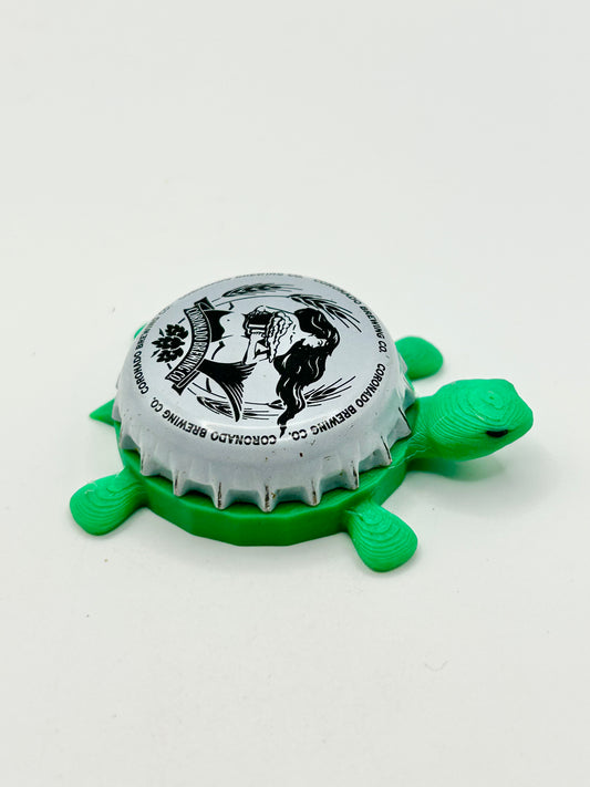 Coronado Brewing (Black and White) - Bottle Cap Magnet Turtle