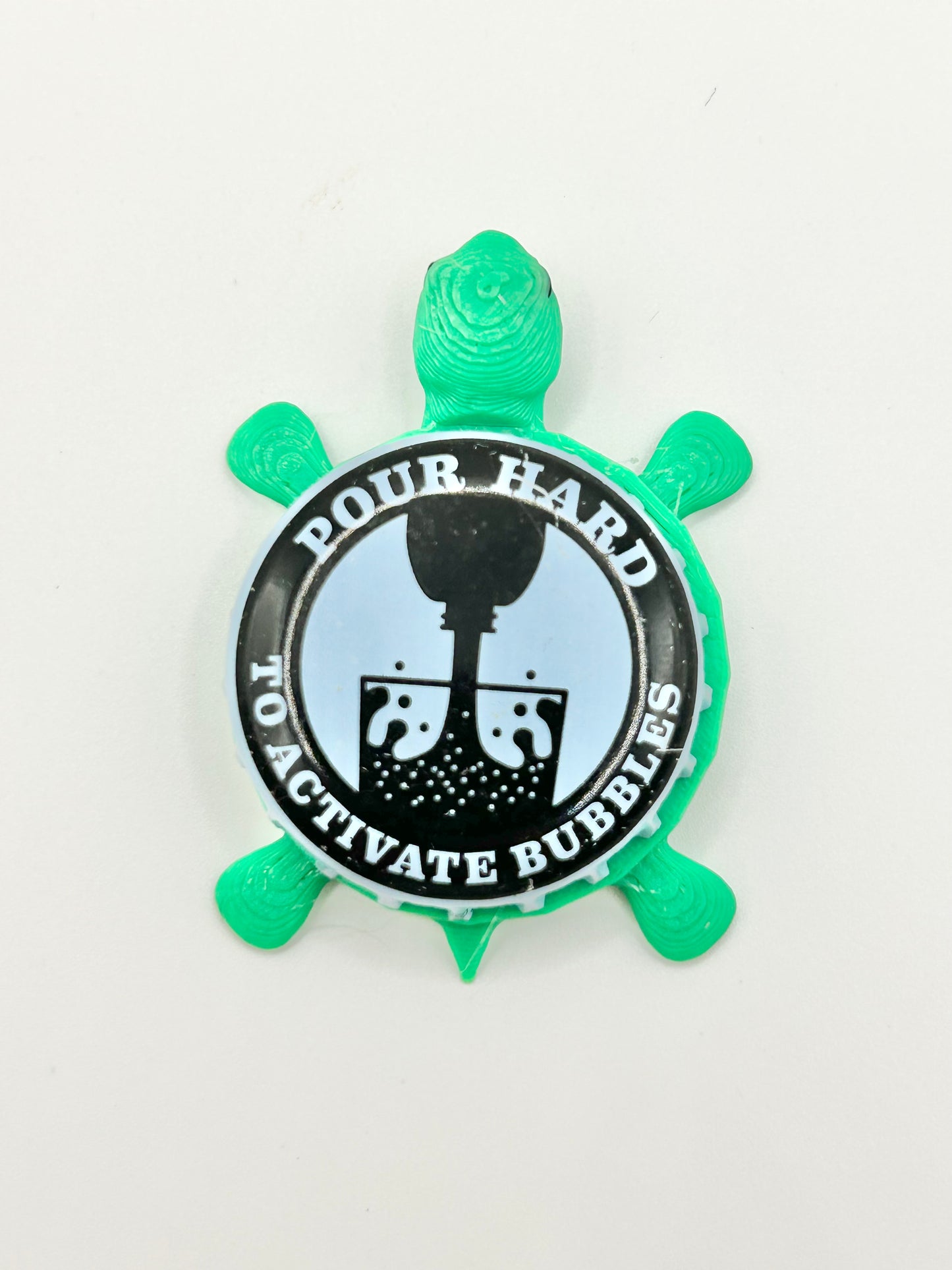 Pour Hard to Activate Bubbles - Bottle Cap Magnet Turtle