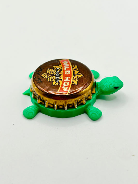 Wild Hop Lager - Bottle Cap Magnet Turtle Shell Shocked Art