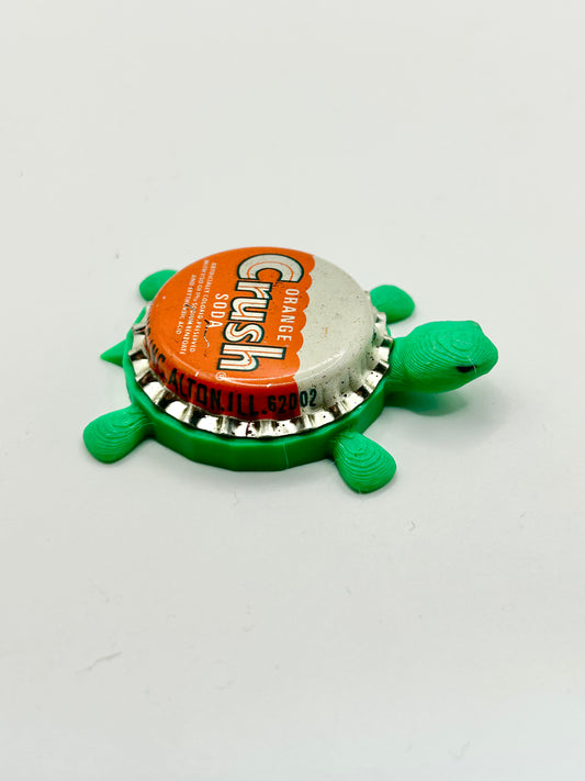 Orange Crush Soda (Vintage) - Bottle Cap Magnet Turtle