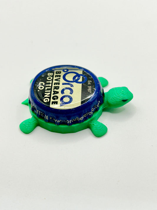 Orca Beverages (Blue) - Bottle Cap Magnet Turtle