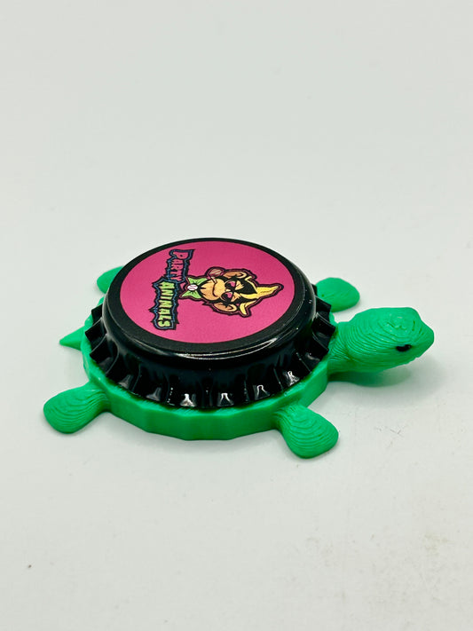 Party Animals - Bottle Cap Magnet Turtle Shell Shocked Art