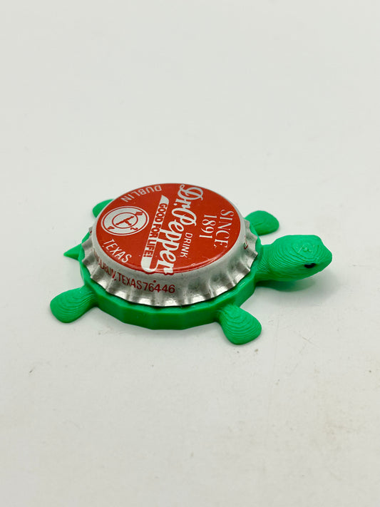 Dr Pepper Soda (Dublin, TX) - Bottle Cap Magnet Turtle Shell Shocked Art
