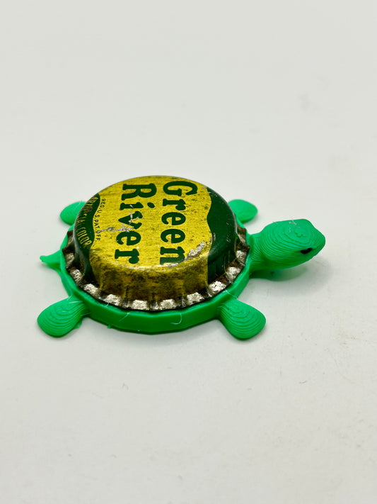Green River Soda (Vintage, Yellow) - Bottle Cap Magnet Turtle Shell Shocked Art