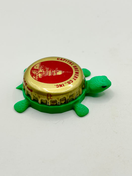 Capital Brewing (Red) - Bottle Cap Magnet Turtle Shell Shocked Art