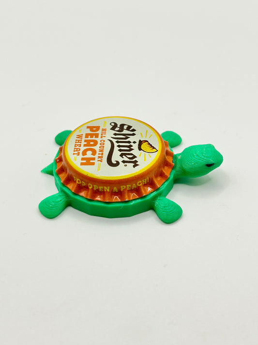 Shiner Peach Wheat - Bottle Cap Magnet Turtle