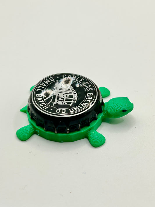 Cable Car Brewing - Bottle Cap Magnet Turtle Shell Shocked Art