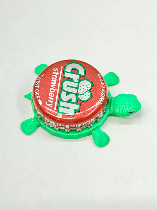 Strawberry Crush Soda - Bottle Cap Magnet Turtle