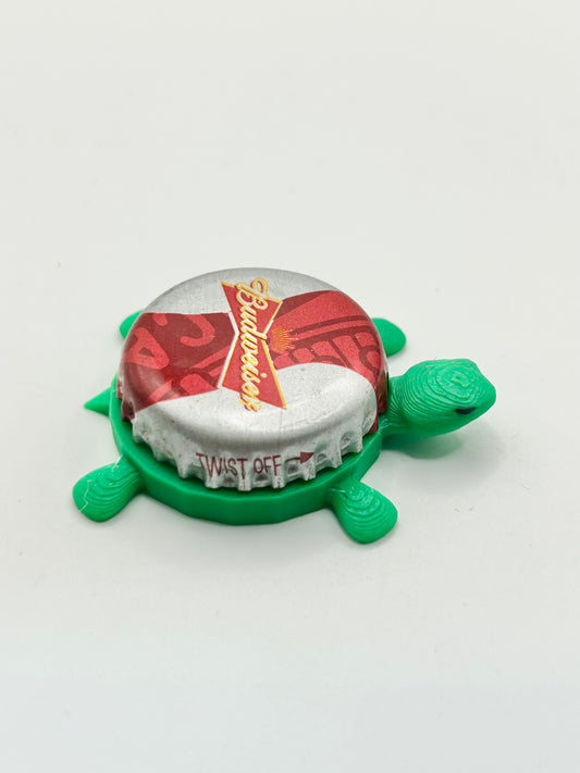 Budweiser Patriotic (Red and White) - Bottle Cap Magnet Turtle