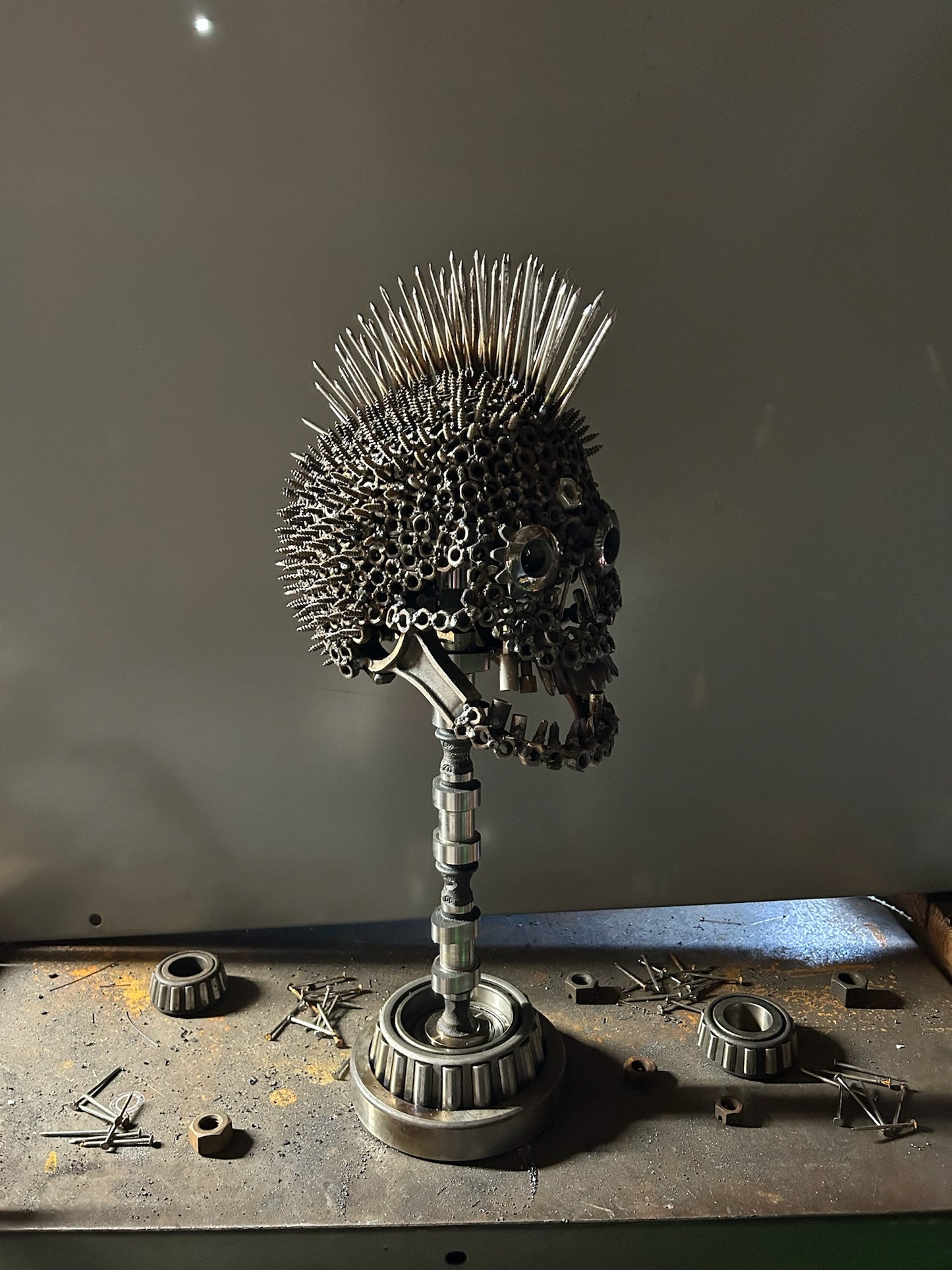 "Screw in the Head Loose" - Skull Metal Sculpture - Local Pickup Only Shell Shocked Art