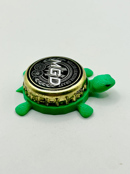 MGD Miller Genuine Draft - Bottle Cap Magnet Turtle Shell Shocked Art
