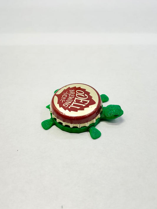 Odell Brewing Co (Maroon) - Bottle Cap Magnet Turtle Shell Shocked Art