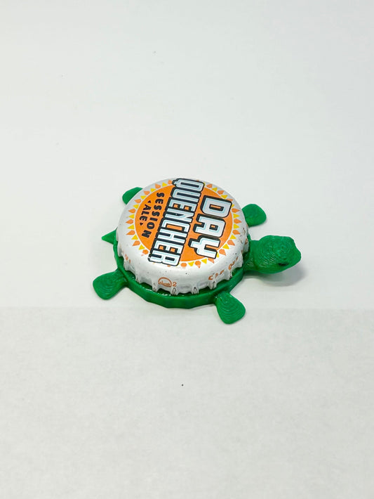 Shiner Day Quencher Session Ale - Bottle Cap Magnet Turtle Shell Shocked Art
