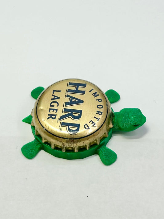 Harp Lager - Bottle Cap Magnet Turtle Shell Shocked Art