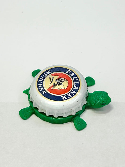 Paulaner Munchen - Bottle Cap Magnet Turtle Shell Shocked Art