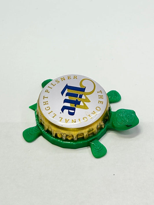 Miller Lite - Bottle Cap Magnet Turtle Shell Shocked Art