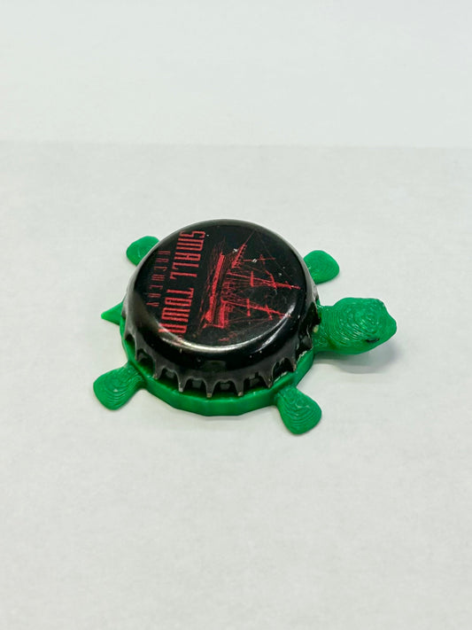 Small Town Brewery (Red) - Bottle Cap Magnet Turtle Shell Shocked Art