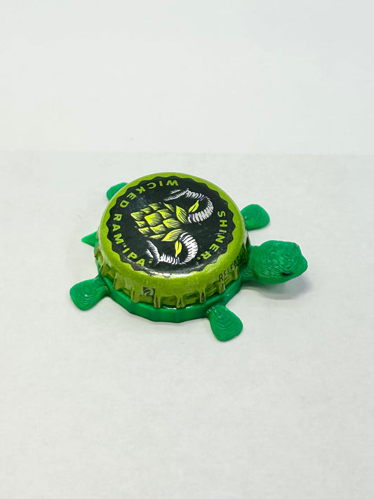 Shiner Wicked Ram IPA - Bottle Cap Magnet Turtle Shell Shocked Art