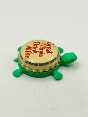 Great Minds Drink Alike, Vintage (Great Divide Brewing) - Bottle Cap Magnet Turtle Shell Shocked Art