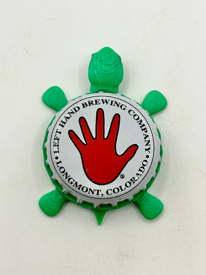Left Hand Brewing - Bottle Cap Magnet Turtle Shell Shocked Art