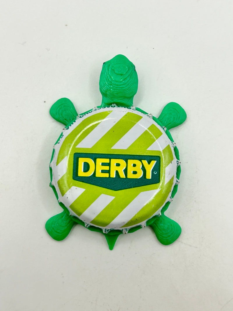 Derby Brewery - Bottle Cap Magnet Turtle Shell Shocked Art