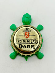 Beck’s Dark Beer - Bottle Cap Magnet Turtle Shell Shocked Art