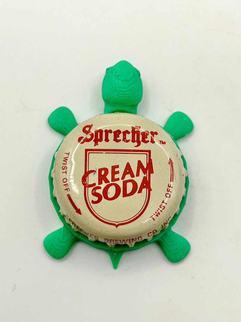 Sprecher Cream Soda (Beige, Vintage) - Bottle Cap Magnet Turtle Shell Shocked Art
