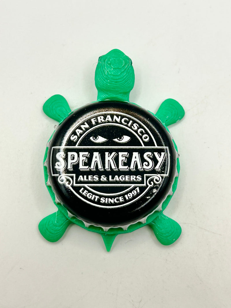 Speakeasy Ales & Lagers (Black) - Bottle Cap Magnet Turtle Shell Shocked Art