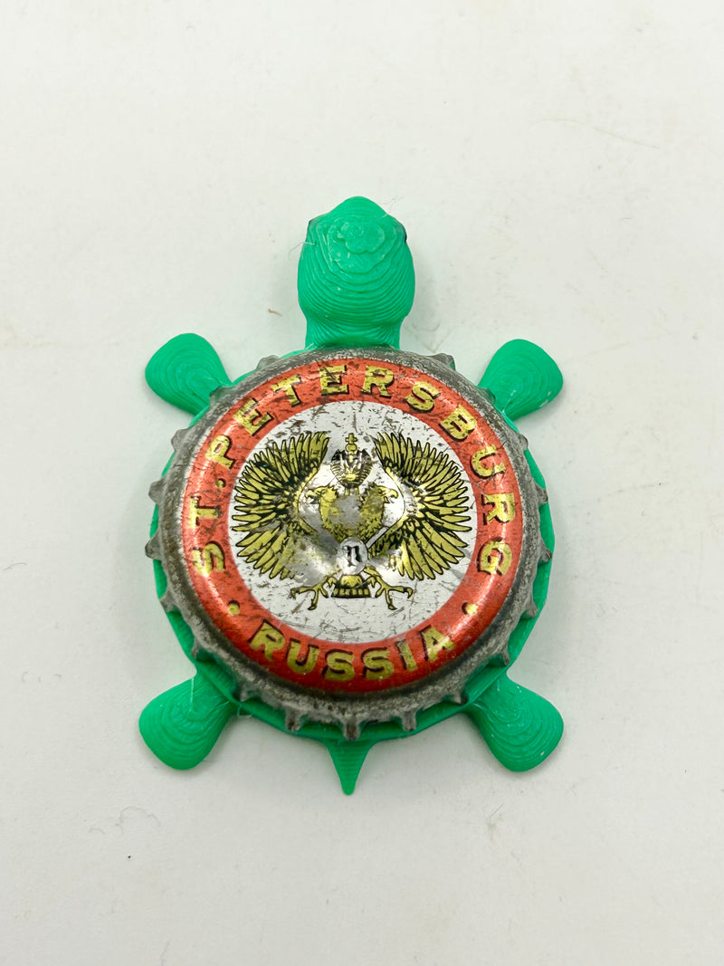 St Petersburg (Russia Beer) - Bottle Cap Magnet Turtle Shell Shocked Art