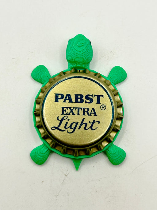 Pabst Extra Light - Bottle Cap Magnet Turtle Shell Shocked Art